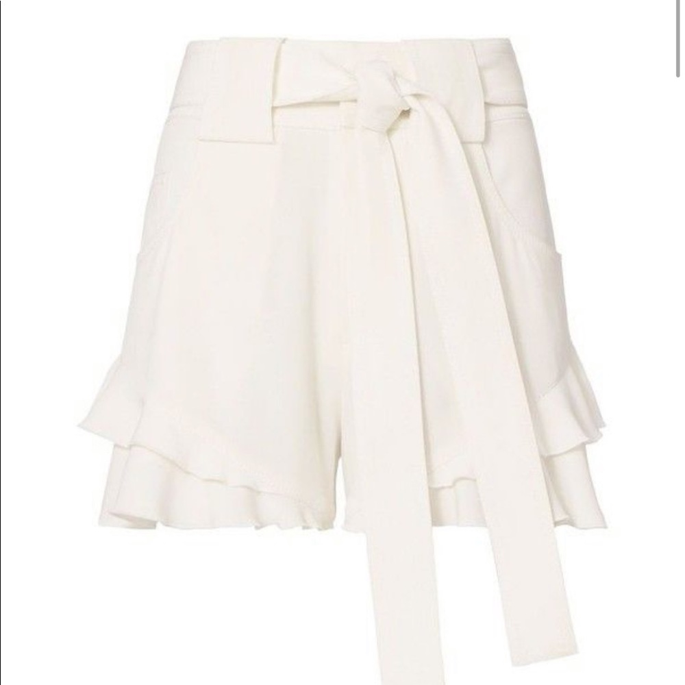 Derek Lam 10 Crosby White Ruffle Shorts